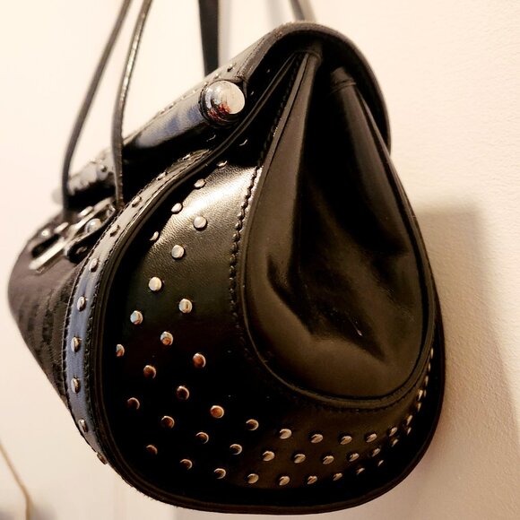 Authentic Gucci Monogram Bullet Satchel Handbag with Bamboo Accent & Dust Bag - Picture 4 of 16